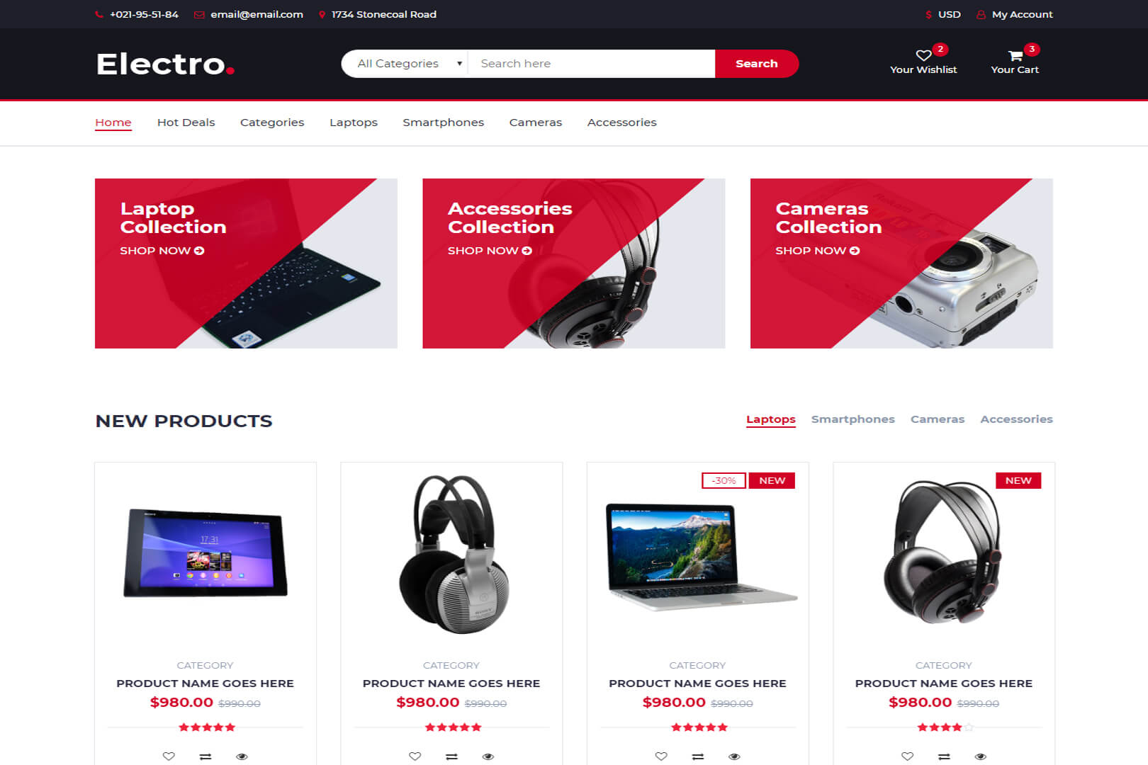 Electro Free Bootstrap eCommerce Website Templates